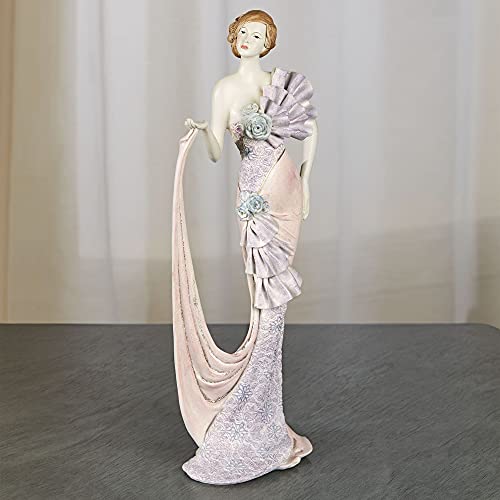Touch of Class Neva Elegant Lady Figurine - Pastel Pink - Blue - Pale Purple - Women of Elegance - Ladies Statues for Shelf Decor - Collectible Figure - Glamour Girl