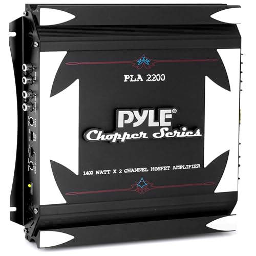 Pyle 2 Channel Car Stereo Amplifier - 1400W Dual Channel Bridgeable High Power MOSFET Audio Sound Auto Small Speaker Amp w/ Crossover, Bass Boost Control, Gold Plated RCA Input Output -PLA2200, Black