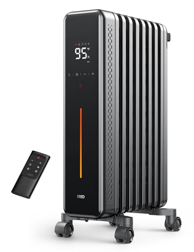 Dreo Radiator Heater, 1500W Portable Space Oil Filled with Remote Control, 4 Modes, Overheat & Tip-Over Protection, 24h Timer, Quiet, Large Space, Anti-scald Handle, Large Carpet Caster, Indoor