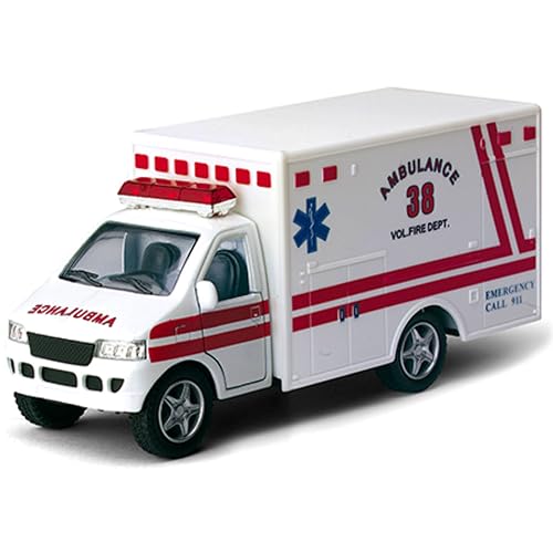 KiNSMART Rescue Team AMBULANCE 5' Die Cast Metal Cabin w/Pullback Action