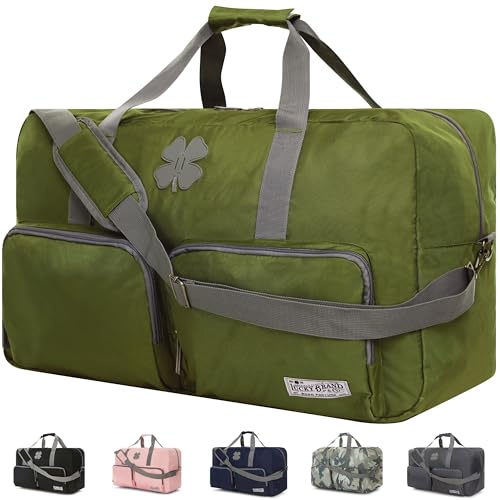 Lucky Travel Duffel Bags 65L, Gym Bag, Travel Bag & Large Duffle Bag for Men, Foldable Overnight Weekender Bags for Women & Men with Adjustable Shoulder Strap, Loden Green