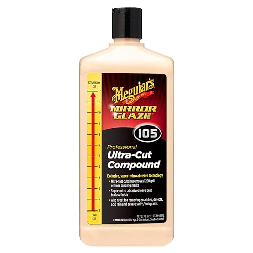 Meguiar's Mirror Glaze Ultra-Cut Compound, Removes Scratches and Restores Car Shine – 32 Fl Oz Bottle