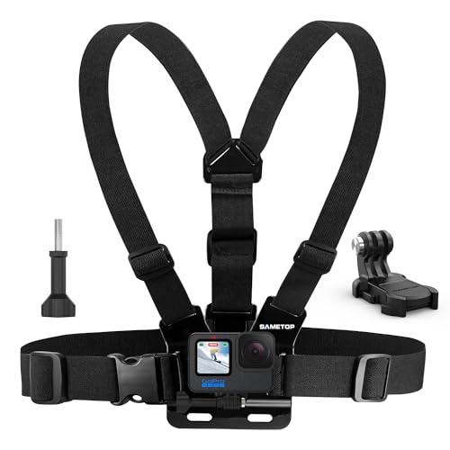 Sametop Chest Mount Strap Harness Chesty Body Mount Compatible with GoPro Hero 12, 11, 10, 9, 8, 7, 6, 5, 4, Session, 3+, 3, 2, 1, Max, Hero (2018), AKASO, DJI Osmo Action Cameras