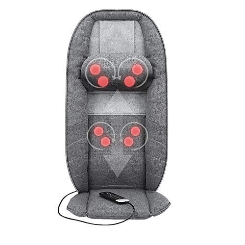 Homedics Total Recline Massage Cushion, Ultimate Versatility, Sit Up, Lean Back, Lie Down, Soothing Heat, Pain Relief, Deep Kneading Shiatsu Massage, Height Detection, Lumbar Stretch, Seat Vibration