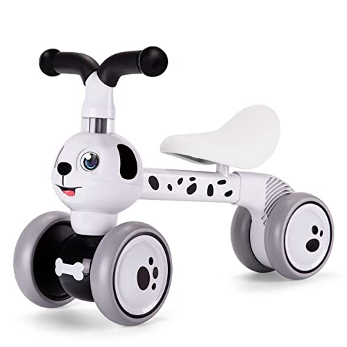 YGJT Baby Balance Bike Toys for 1 Year Old, Birthday Gifts for Boys and Girls, Silent Wheels & Non-Pedal Baby Walker Riding Toys for 10-36 Months Toddlers, Kids First Bike Gifts Spotty Dog