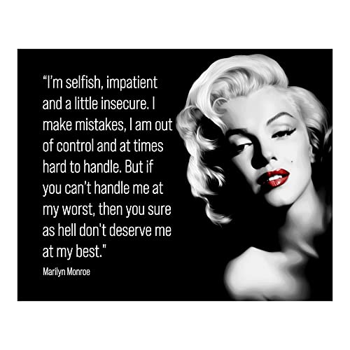 Marilyn Monroe Quotes-Can't Handle Me At My Worst- Inspirational Wall Art Decor, Retro Picture Portrait Print, Ideal For Vintage HomeDecor, Office Decor, Studio Decor. Unframed-10x8'