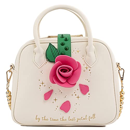 Loungefly Beauty and the Beast Rose Crossbody Bag Off White