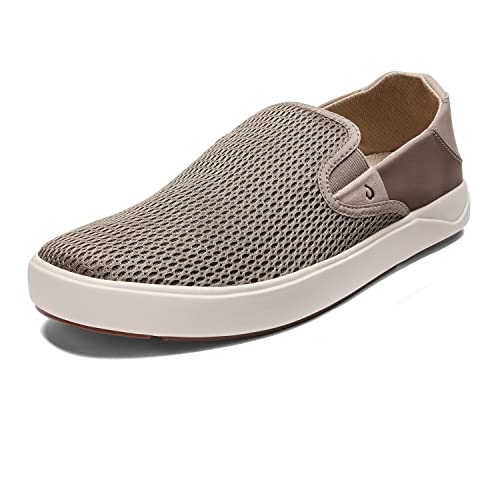 OLUKAI Lae'ahi Men's Slip On Sneakers, Lightweight Barefoot Feel & Breathable Mesh, Water Resistant Heel & Wet Grip Rubber Soles, Removable Gel Insert, Clay/Clay, 11