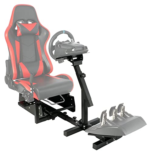 Supllueer Sim Racing Cockpit,Single Arm Racing Wheel Stand Square Tube fit Logitech G25 G29 G920 G923 T500 T300R,Excluding Steering Wheel and Pedals Seat