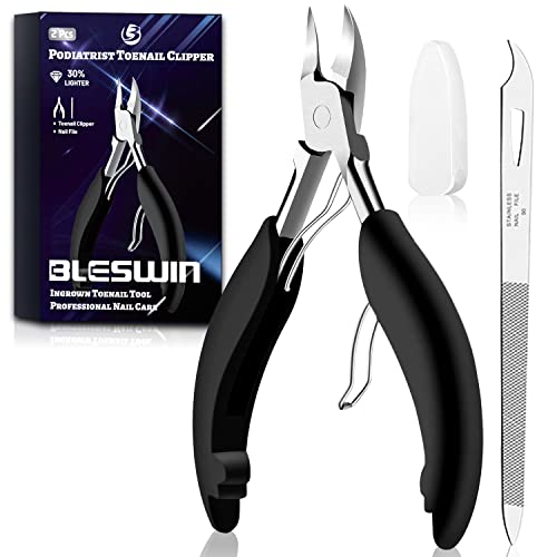 Toe Nail Clipper for Ingrown or Thick Nails- Toenails Trimmer and Professional Podiatrist Toenail Nipper for Seniors with Surgical Stainless Steel Super Sharp Blades Lighter Soft Handle