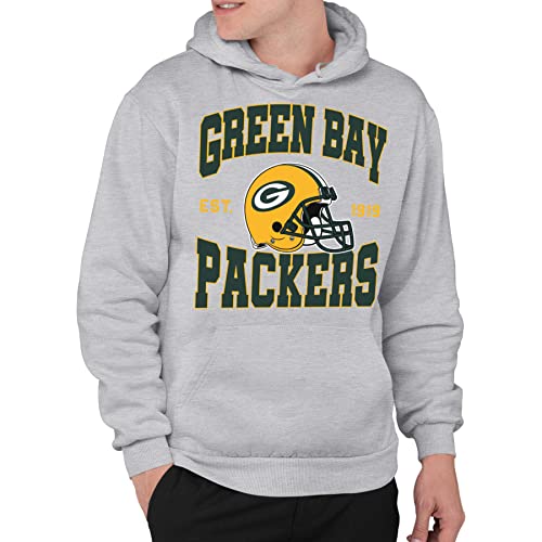 Junk Food Clothing x NFL - Green Bay Packers - Team Helmet - Unisex Adult Pullover Fleece Hoodie for Men and Women - Size X-Large