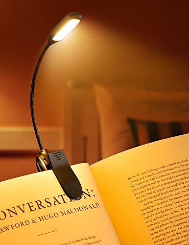 Monotremp Book Lights for Reading at Night in Bed, 80 Hours Runtime LED Book Light Rechargeable, 3 Brightness Levels × 3 Color Temperatures, 1.3 oz Lightweight Reading Lights for Books in Bed