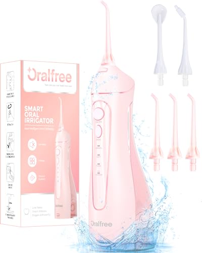 Oralfree Water Dental flosser Teeth Picks - Braces Cordless Oral Irrigator Portable Rechargeable Travel Irrigation Cleaner IPX7 Waterproof Electric Professional Flossing Teeth Cleaning for Home