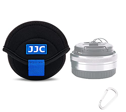 JJC Water Resistant Neoprene Camera Lens Pouch Case, Fold-Over Lens Bag for Mirrorless Lenses Up to 2.4 x 1.6 (D X H) for Canon EF-M 22mm f/2, Sony E PZ 16-50mm f/3.5-5.6, Fujifilm XF27 f/2.8 etc.