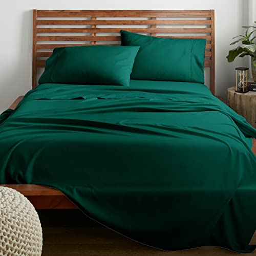 American Home Collection Queen Size 4 Piece Sheet Set - Extra Soft Microfiber, Breathable, Wrinkle and Fade Resistant Luxury Bedding - Deep Pockets - Easy Fit - Forest Green Oeko-Tex Sheets