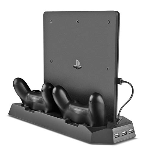 ICESPRING OBVIS Vertical Stand Charger Cooling Station for PS4 Pro/Slim 2-in-1 with Dual Charger Ports and USB HUB