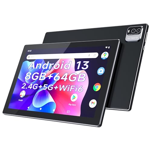 10.1 inch Android 13 Tablet, 8GB RAM+64GB ROM+512GB Expandable Computer Tablets PC, IPS Screen, 2+8MP Dual Camera, WiFi, BT, Google Certified Tablet