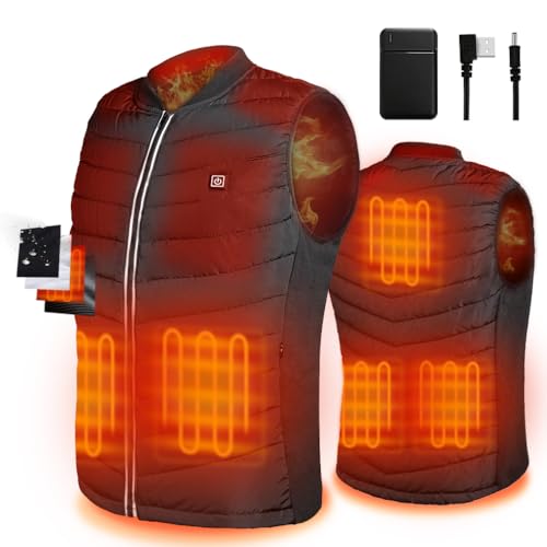 Srivb Heated Vest, USB Charging Heating Vest for Men Women Washable Body Warmer with Battery Pack Included for Outdoor Hunting Hiking Camping Motorcycle Skiing (X-Large)