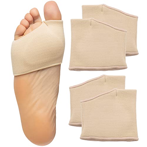 ZenToes Metatarsal Pads for Men and Women - Ball of Foot Pain Relief Cushions for Sesamoiditis, Metatarsalgia, Morton's Neuroma - 2 Pairs Fabric Sleeves with Gel Inserts (Large, Beige)