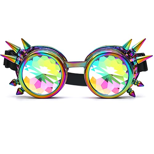 Lelinta Kaleidoscope Rave Goggles Rainbow Kaleidoscope Glasses,Ideal for Music Festivals, Raves, and Psychedelic Parties