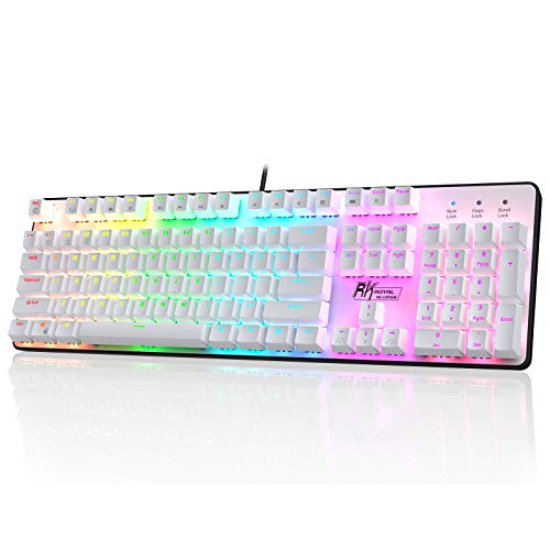 RK ROYAL KLUDGE RK920 Full Size Mechanical Keyboard, Rainbow Backlit Gaming Keyboard, 104 Keys Wired Mechanical Keyboard with Number Pad, Tactile Brown Switch