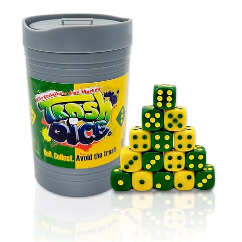 Big Discoveries Trash Dice - Fast-Paced Family Dice Game | Exciting 2-Player Board and Dice Game with Trash Can and Dice Set | for Travel, Party, and Games Night