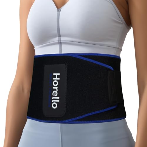 Horello Waist Trimmer for Women and Men - Sweat Band Waist Trainer for High-Intensity Training & Workouts, 2 Sizes Blue