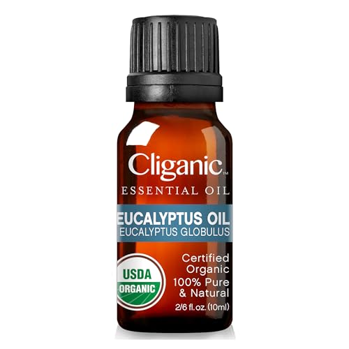Cliganic USDA Organic Eucalyptus Essential Oil, 100% Pure | Natural Aromatherapy Oil for Diffuser Steam Distilled | Non-GMO Verified