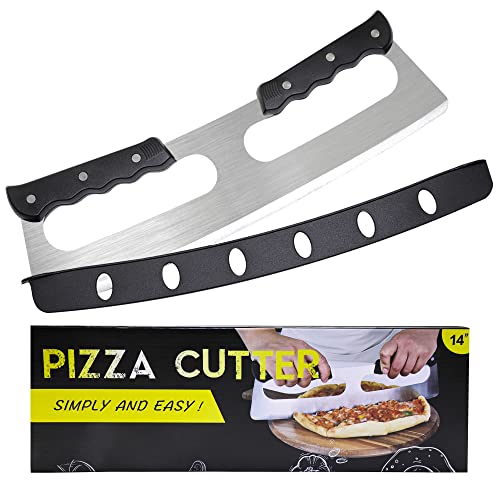 Pizza Cutter Rocker Knife Pizza Slicer Kitchen Tools, Stainless Steel Large Pizza Cutter Wheel With Plastic Cover Baking Tools Accessories,Dishwasher Safe