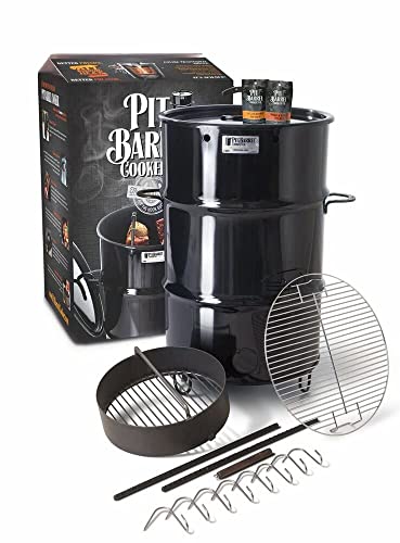 Pit Barrel Cooker Classic Package - 18.5 Inch Drum Smoker | Porcelain Coated Steel BBQ Grill | Includes 8 Hooks, 2 Hanging Rods, Grill Grate and More