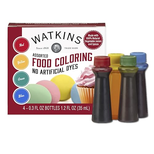 Watkins Assorted Food Coloring, 1 Each Red, Yellow, Green, Blue, Total Four .3 oz bottles