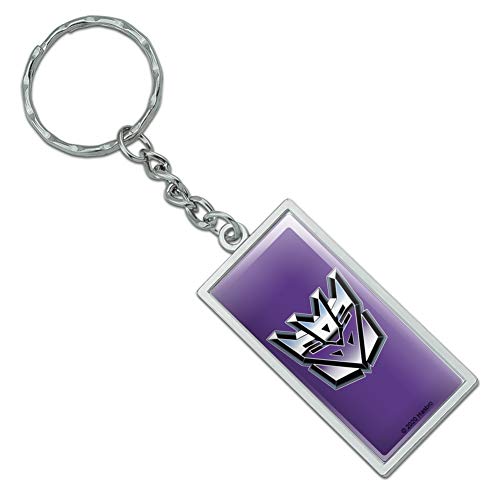 GRAPHICS & MORE Rectangle Transformers Decepticon Symbol Retro Keychain in Chrome Plated Metal