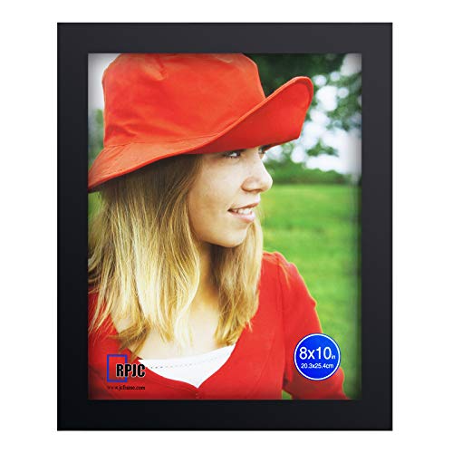 RPJC 8x10 Picture Frames Made of Solid Wood High Definition Glass for Table Top Display and Wall Mounting Photo Frame Black