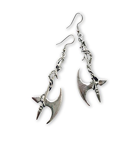 Gothic Vine Wrapped Executioner's Axe Medieval Renaissance Dangle Earrings