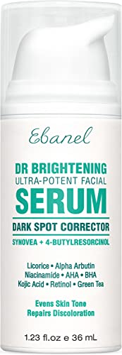 Ebanel Dark Spot Remover for Face Peel Skin Brightening Serum Melasma Hyperpigmentation Treatment, Sun Spot Age Spot Remover, with Synovea HR, 4-Butylresorcinol, Niacinamide, Kojic Acid