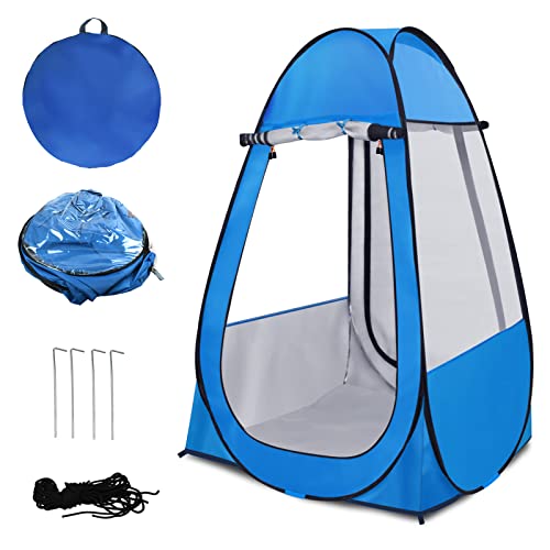 Single Pop Up Tent Pods Sports Fishing, Clear Rainproof Windproof Beach Tent for Wind and Rain in Chilly Weather，Lightweight and Sturdy, Easy Set Up, Outdoor Foldable (Pale Blue)