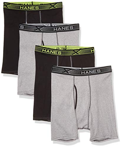 Hanes Ultimate Men's Sport X-Temp Comfort Boxer Briefs, Black/Grey 4-Pack, Medium