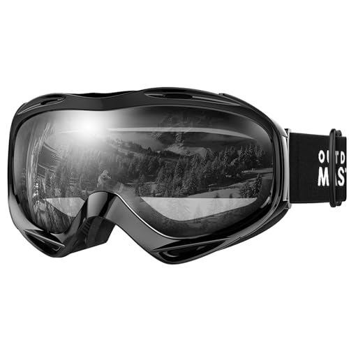 OutdoorMaster OTG Ski Goggles - Over Glasses Ski/Snowboard Goggles for Men, Women & Youth - 100% UV Protection (Black Frame + VLT 47% Gray Lens)