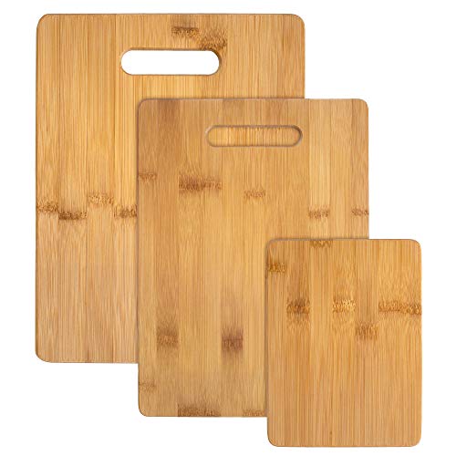 Totally Bamboo 3-Piece Bamboo Cutting Board Set; 3 Assorted Sizes of Bamboo Wood Cutting Boards for Kitchen