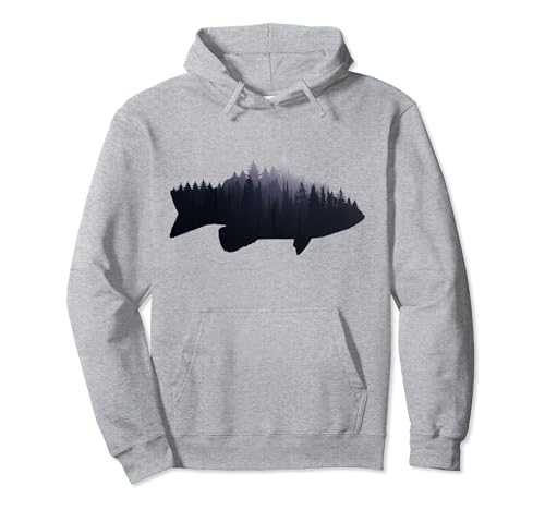 Fishing Large Mouth Bass Forest Nature Fish Fisherman Gift Pullover Hoodie