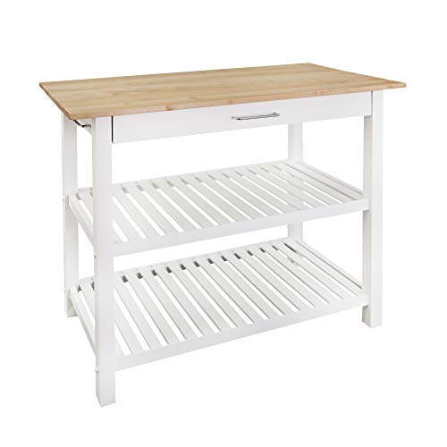 Casual Home Solid Hardwood Top, Natural/White, 40' W (373-91) Kitchen Island, Natural&White