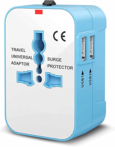 rts High Speed 25W Wall Charger Dual USB Universal Travel Adapter International All in One Worldwide Travel Multi Plug Cable & with Build in Dual USB Charger for USA EU UK AUS Laptop Smartphone(Blue)