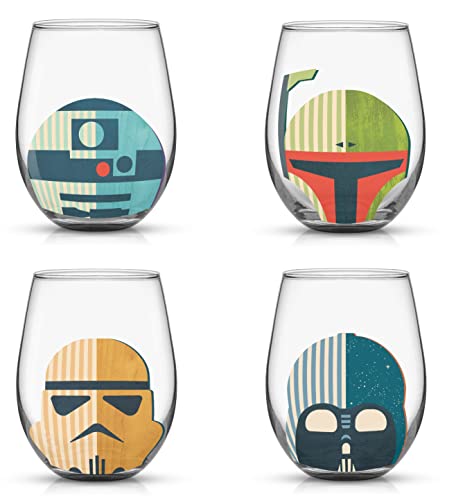 JoyJolt Star Wars Helmet Hues Tumblers Stemless Glasses. Set of 4 19oz Stemless Drinking Glass, Star Wars Kitchen Glasses. Star Wars Gifts and, Star Wars Collectibles for Adults