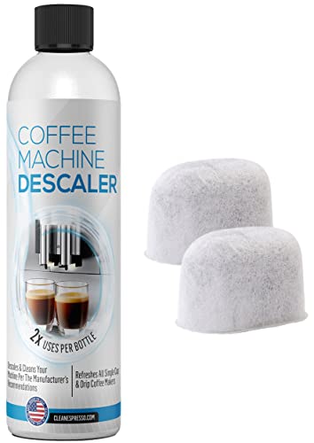 Keurig Compatible Descaling Solution (1 Bottle, 2 Uses Plus 2 Filters) - Universal Descaler Cleaner Concentrate Kit For All 1.0 & 2.0 K-Cup Pod Machines and Espresso Machines