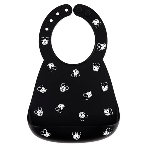 Bumkins Disney Bibs, Silicone Pocket for Babies, Baby Bib for Girl or Boy, for 6-24 Months Up to Toddler, Essential Must Have for Eating, Feeding, Baby Led Weaning Supplies, Mess Saving, Mickey Mouse