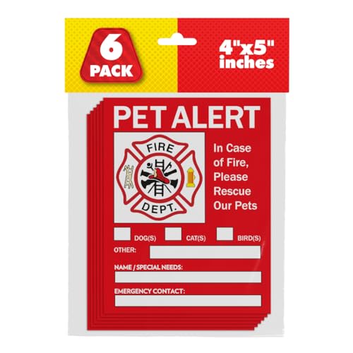 Pet Alert Safety Fire Rescue Sticker - Save Our Pets Emergency Pet Inside Decal - in Case of Emergency Danger Pet in House Home Window Door Sign