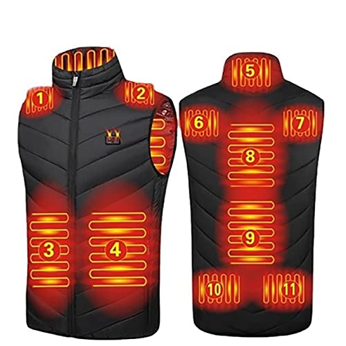 Heated Vest USB Electric Heated Vest Heated Jacket Winter Vest for Outdoor Motorcycle Camping Fishing Skiing (Color : Black, Size : 5X-Large)