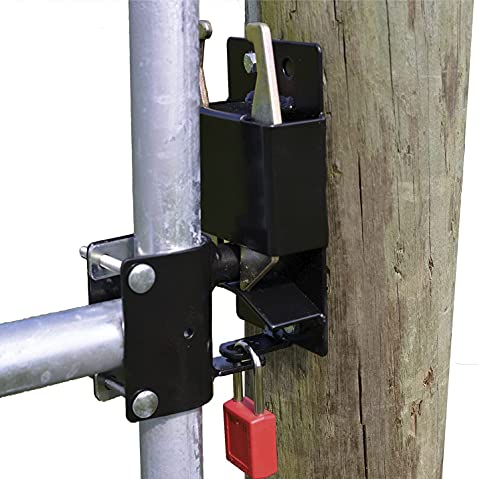 Powerfields Two-Way Lockable Livestock Gate Latch for Farms, Pet Cages, Fences, & Stables (Black)