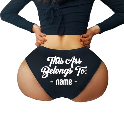 Custom This Ass Belongs To Personalized Panties, Custom Panties, Wedding Gift Booty Panty (as1, alpha, x_l, White)