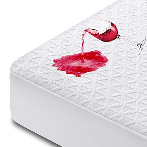 Premium 100% Waterproof Mattress Protector Queen Size, Breathable Bed Cover 3D Air Fabric Cooling Mattress Pad Cover Smooth Soft Noiseless Washable, 8''-21'' Deep Pocket